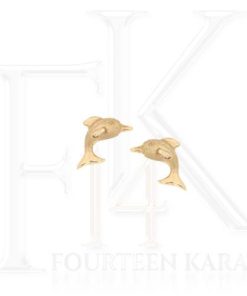 Aretes de Oro Delfin acabado en Oro Jaspeado de 14k