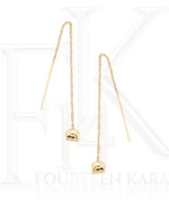 Aretes de Oro 14k, Aretes de Oro estilo Violadores con Elefante - Joyería Fina