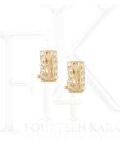 Aretes de Oro 14k Arracadas con Circonia
