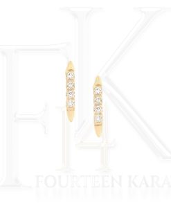 Aretes de Oro 14k en Línea Recta Delgado con Circonias